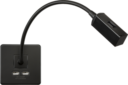 Knightsbridge SFRLMB Screwless Reading Light with Dual USB Charger - Matt Black ML Knightsbridge - Sparks Warehouse