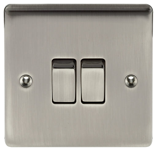 BG Nexus NBI42 Metal Brushed Iridium Light Switch Plate - Double 2 Gang 2 Way - BG - Sparks Warehouse