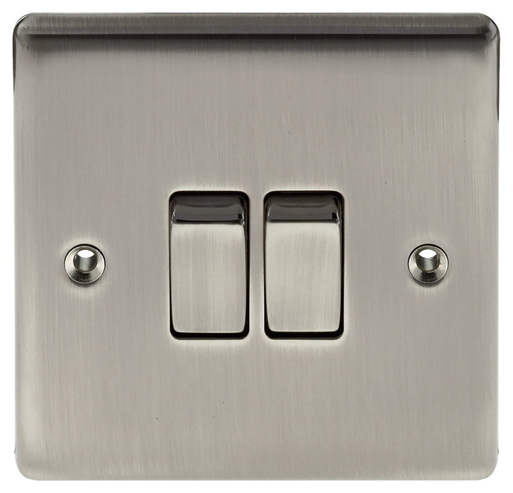 BG Nexus NBI42 Metal Brushed Iridium Light Switch Plate - Double 2 Gang 2 Way - BG - Sparks Warehouse
