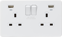 Knightsbridge SFR9904NMW Screwless 13A 2G Switched Socket With Dual USB Charger - Matt White Knightsbridge Screwless Flat Plate Matt White Knightsbridge - Sparks Warehouse