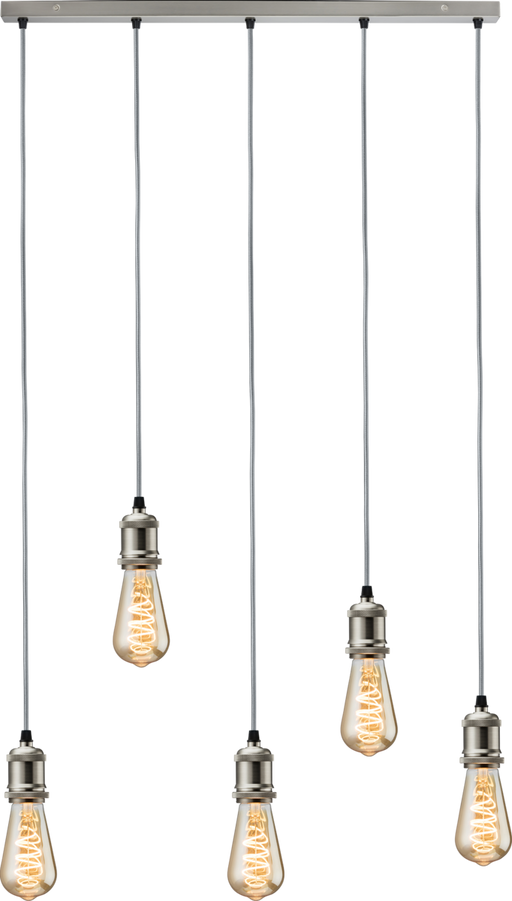 Knightsbridge CALVI5BBC CALLA - 230V E27 Vintage 5 Light Bar Pendant - Brushed Chrome Knightsbridge - Sparks Warehouse