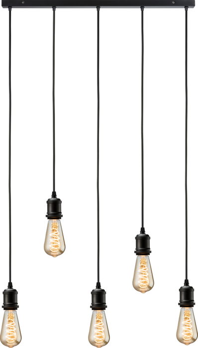 Knightsbridge CALVI5BMB CALLA - 230V E27 Vintage 5 Light Bar Pendant - Matt Black Knightsbridge - Sparks Warehouse