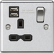 Knightsbridge CL9124BC 13A 1G Switched Socket Dual USB Charger Slots with Black Insert - Rounded Edge Brushed Chrome ML Knightsbridge - Sparks Warehouse