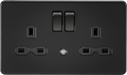 Knightsbridge SFR9NLMBB 13A 2G DP switched socket with night light function - Matt black ML Knightsbridge - Sparks Warehouse