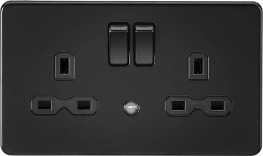Knightsbridge SFR9NLMBB 13A 2G DP switched socket with night light function - Matt black ML Knightsbridge - Sparks Warehouse