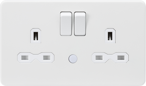 Knightsbridge SFR9NLMW 13A 2G DP switched socket with night light function - Matt white ML Knightsbridge - Sparks Warehouse