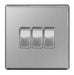 BG FBS43 Screwless Flat Plate Brushed Steel 10A 3 Gang 2 Way Plate Switch - BG - sparks-warehouse