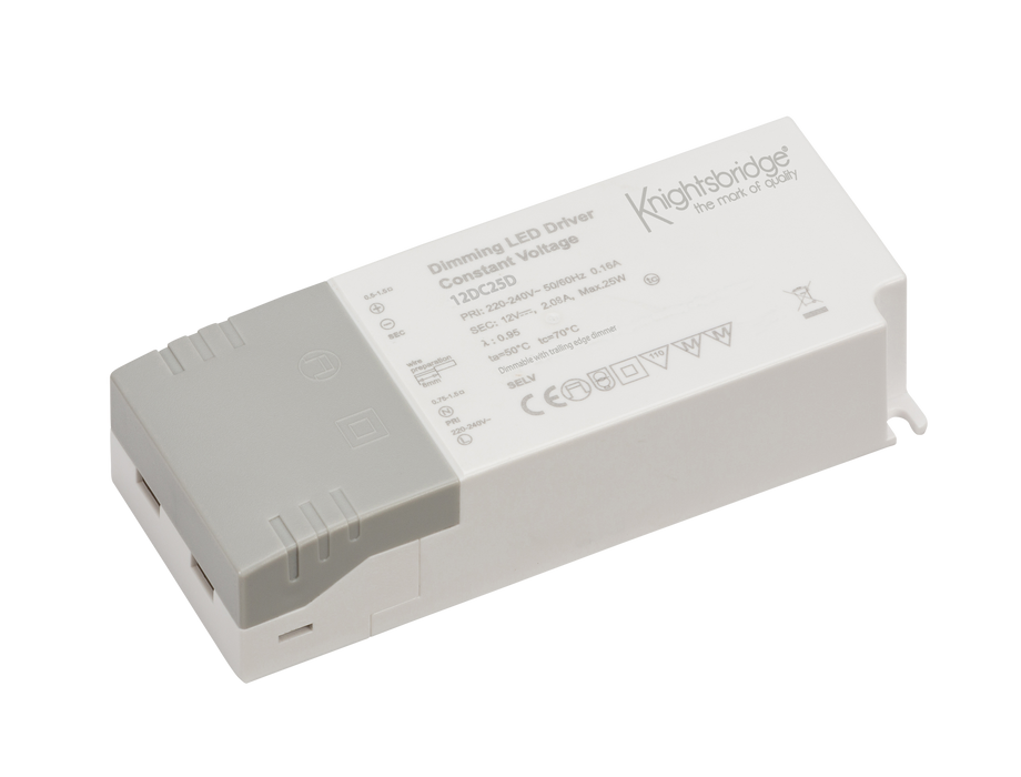 Knightsbridge 12DC25D 12V 25W Dimmable LED Driver - IP20 Transformers & Drivers Knightsbridge - Sparks Warehouse