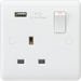Knightsbridge CU9903 - Curved edge 13A 1G switched socket with  USB charger (5V DC 2.1A) Socket - With USB Knightsbridge - Sparks Warehouse
