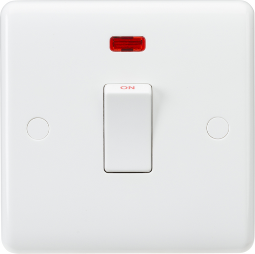Knightsbridge CU8341N White Curved edge 20A Double Pole Switch With Indicator Light Switches Knightsbridge - Sparks Warehouse