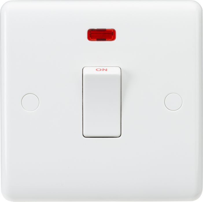 Knightsbridge CU8341N White Curved edge 20A Double Pole Switch With Indicator Light Switches Knightsbridge - Sparks Warehouse