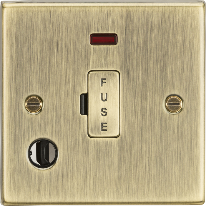 Knightsbridge CS6FAB 13A Fused Spur Unit with Neon & Flex Outlet - Square Edge Antique Brass ML Knightsbridge - Sparks Warehouse