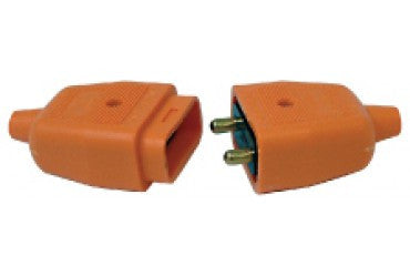 BG NC102O 2 X 10A 2 PIN HEAVY DUTY REVERSIBLE IN LINE RUBBER Connector ORANGE - BG - sparks-warehouse