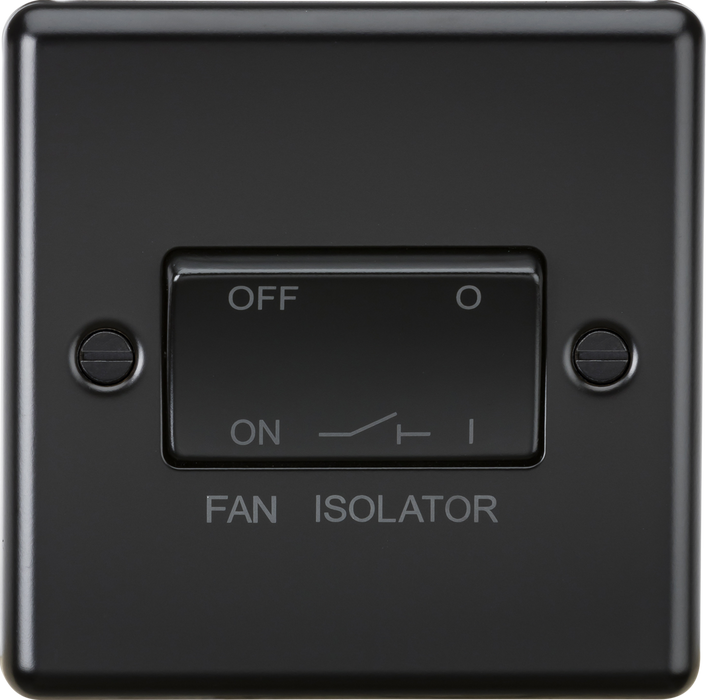 Knightsbridge CL11MBB 10AX 3 Pole Fan Isolator Switch - Rounded Edge Matt Black