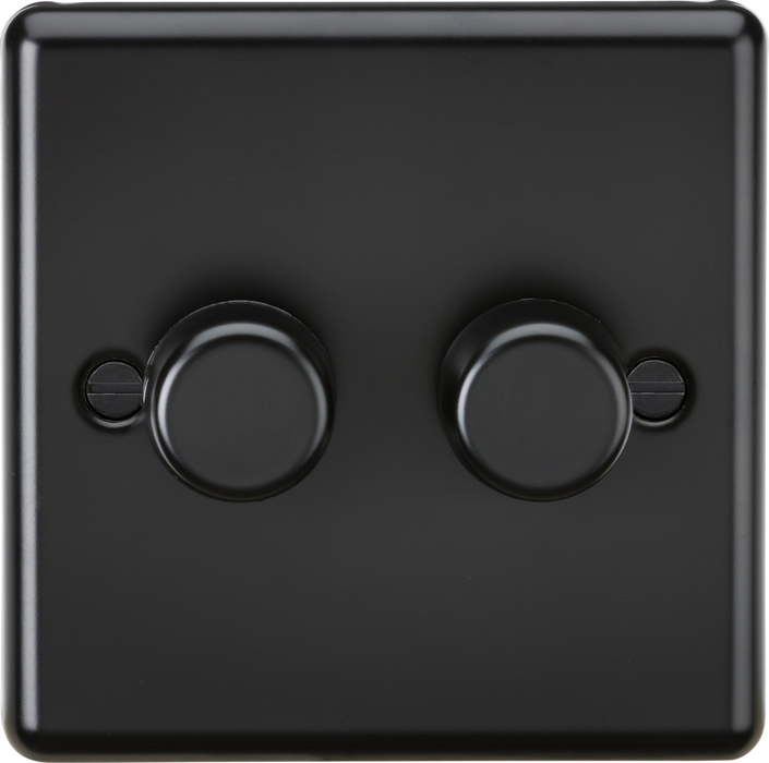 Knightsbridge CL2192MBB 2G 2 way 10-200W (5-150W LED) Intelligent dimmer - Rounded Edge Matt Black