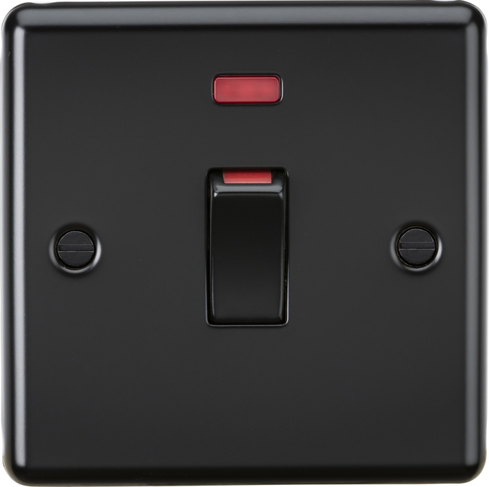 Knightsbridge CL81MNMBB 45A 1G DP Switch with neon - Rounded Edge Matt Black