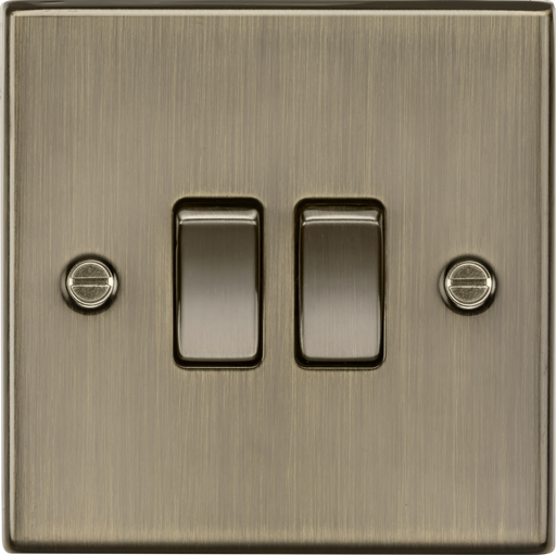 Knightsbridge CS3AB 2 Gang 2 way Light Switch - Square Edge Antique Brass light switch Knightsbridge - Sparks Warehouse
