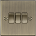 Knightsbridge CS4AB 3 Gang 2 way Light Switch - Square Edge Antique Brass light switch Knightsbridge - Sparks Warehouse