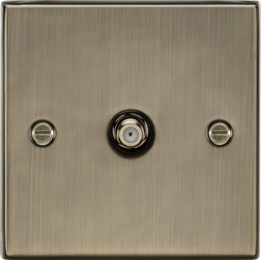 Knightsbridge CS015AB 1 Gang Satellite Socket- Square Edge Antique Brass Satellite Socket Knightsbridge - Sparks Warehouse