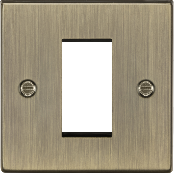 Knightsbridge CS1GAB Single 1 Module Front Plate- Square Edge Antique Brass Modules Knightsbridge - Sparks Warehouse