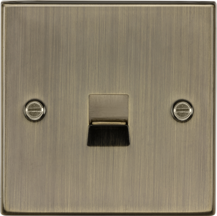 Knightsbridge CS74AB 1 Gang Slave Telephone Socket- Square Edge Antique Brass Telephone Socket Knightsbridge - Sparks Warehouse