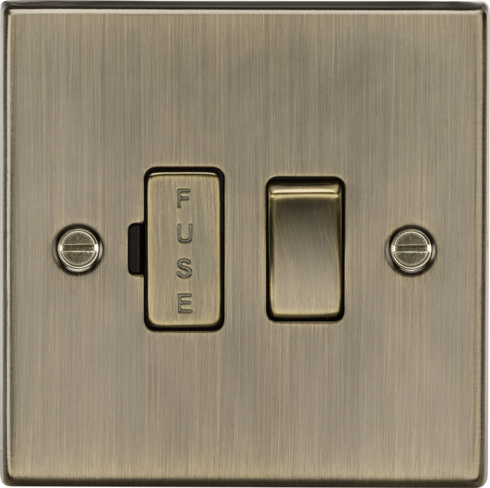 Knightsbridge CS63AB 13A Switched Fused Spur Unit - Square Edge Antique Brass Fuse Unit Knightsbridge - Sparks Warehouse