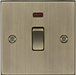 Knightsbridge CS834NAB 20A 1G DP Switch with Neon - Square Edge Antique Brass Double Pole Switch Knightsbridge - Sparks Warehouse