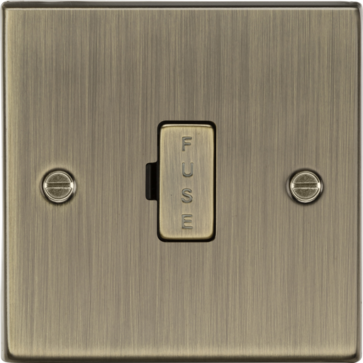 Knightsbridge CS6AB 13A Fused Spur Unit - Square Edge Antique Brass Fuse Unit Knightsbridge - Sparks Warehouse