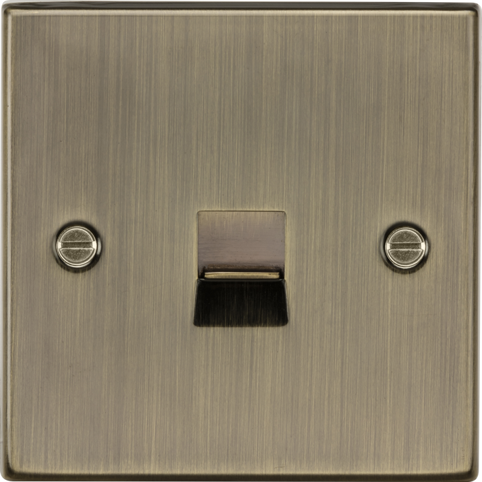 Knightsbridge CS73AB 1 Gang Master Telephone Socket- Square Edge Antique Brass Telephone Socket Knightsbridge - Sparks Warehouse