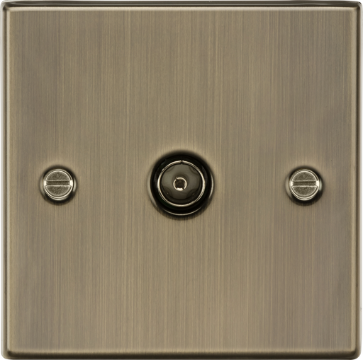 Knightsbridge CS010AB 1 Gang TV/Coax Socket- Square Edge Antique Brass Co-Axial Socket Knightsbridge - Sparks Warehouse