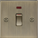 Knightsbridge CS81MNAB 45A DP Switch W/Neon (Single Size) - Square Edge Antique Brass Double Pole Switch Knightsbridge - Sparks Warehouse