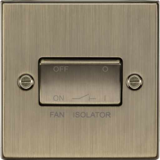 Knightsbridge CS11AB 10A 3 Pole Fan Isolator Switch - Square Edge Antique Brass Fan Isolator Knightsbridge - Sparks Warehouse
