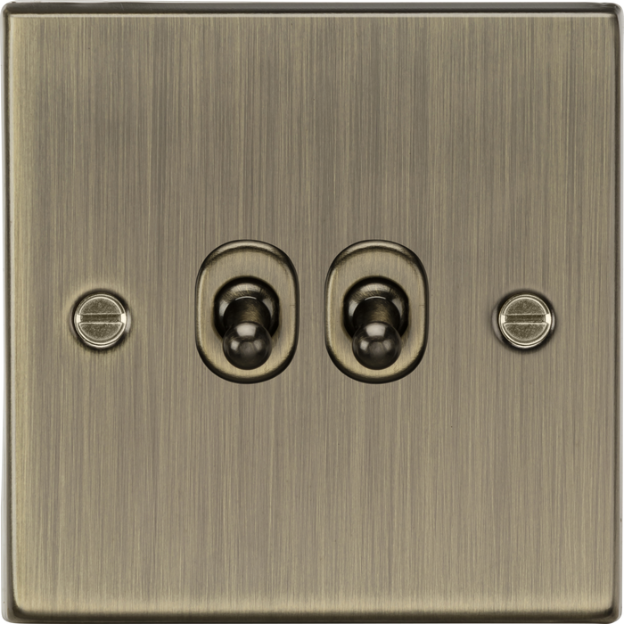 Knightsbridge CSTOG2AB 10A 2G 2 Way Toggle Switch - Square Edge Antique Brass