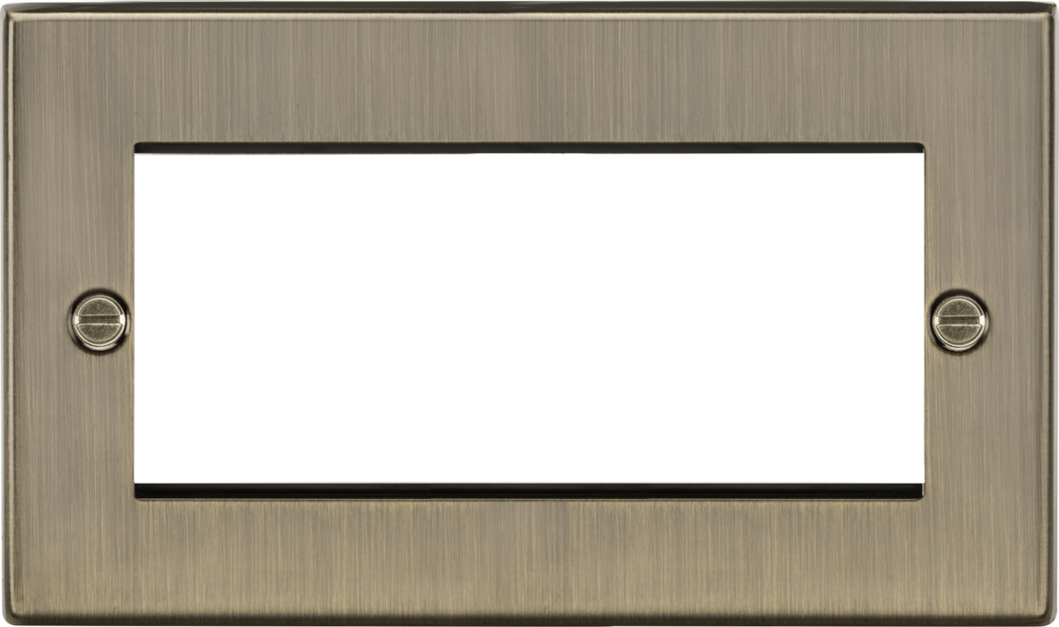 Knightsbridge CS4GAB Double 4 Module Front Plate- Square Edge Antique Brass Modules Knightsbridge - Sparks Warehouse