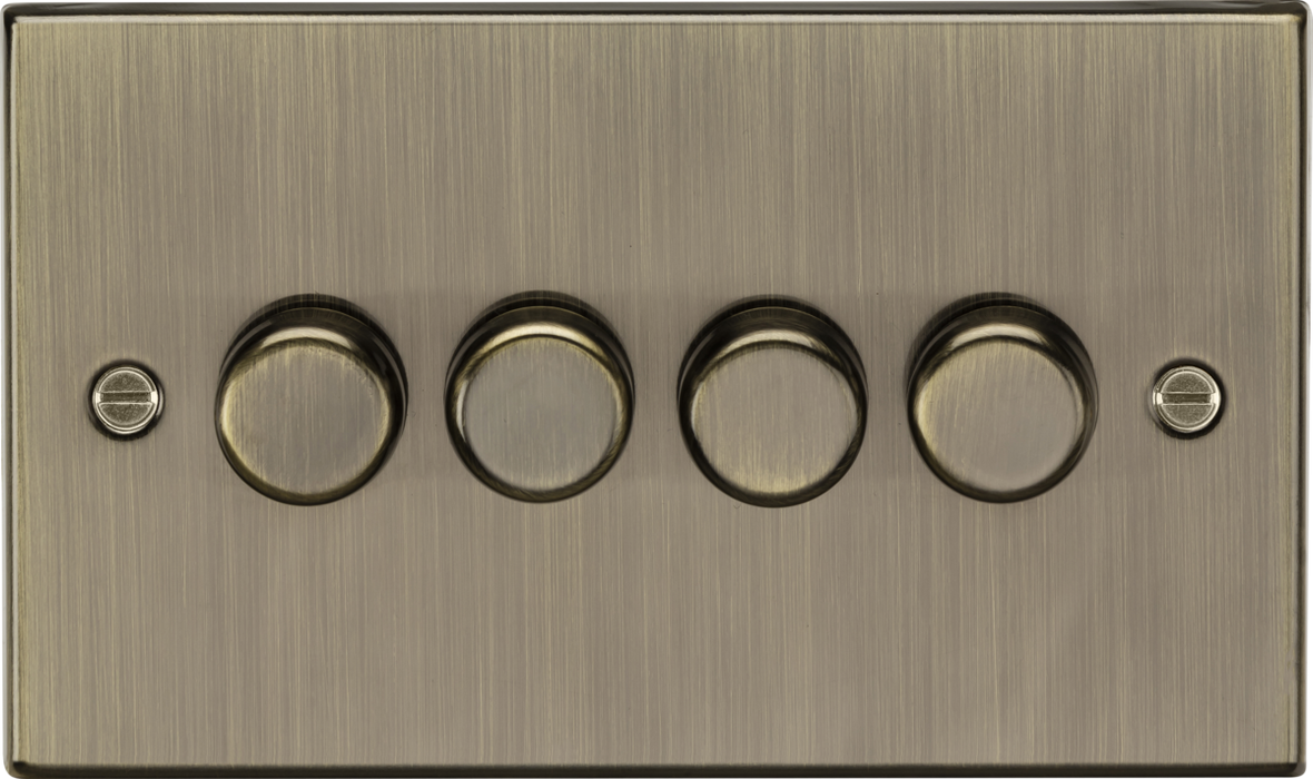 Knightsbridge CS2184AB 4G 2 Way 10-200W Dimmer - Square Edge Antique Brass Dimmer Switch Knightsbridge - Sparks Warehouse