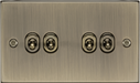 Knightsbridge CSTOG4AB 10A 4G 2 Way Toggle Switch - Square Edge Antique Brass Toggle Switch Knightsbridge - Sparks Warehouse