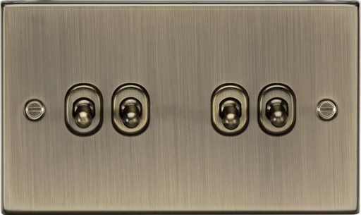 Knightsbridge CSTOG4AB 10A 4G 2 Way Toggle Switch - Square Edge Antique Brass Toggle Switch Knightsbridge - Sparks Warehouse