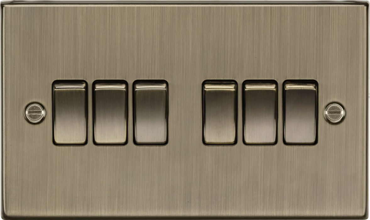 Knightsbridge CS42AB 10A 6G 2 Way Plate Switch - Square Edge Antique Brass light switch Knightsbridge - Sparks Warehouse