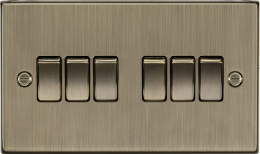 Knightsbridge CS42AB 10A 6G 2 Way Plate Switch - Square Edge Antique Brass light switch Knightsbridge - Sparks Warehouse