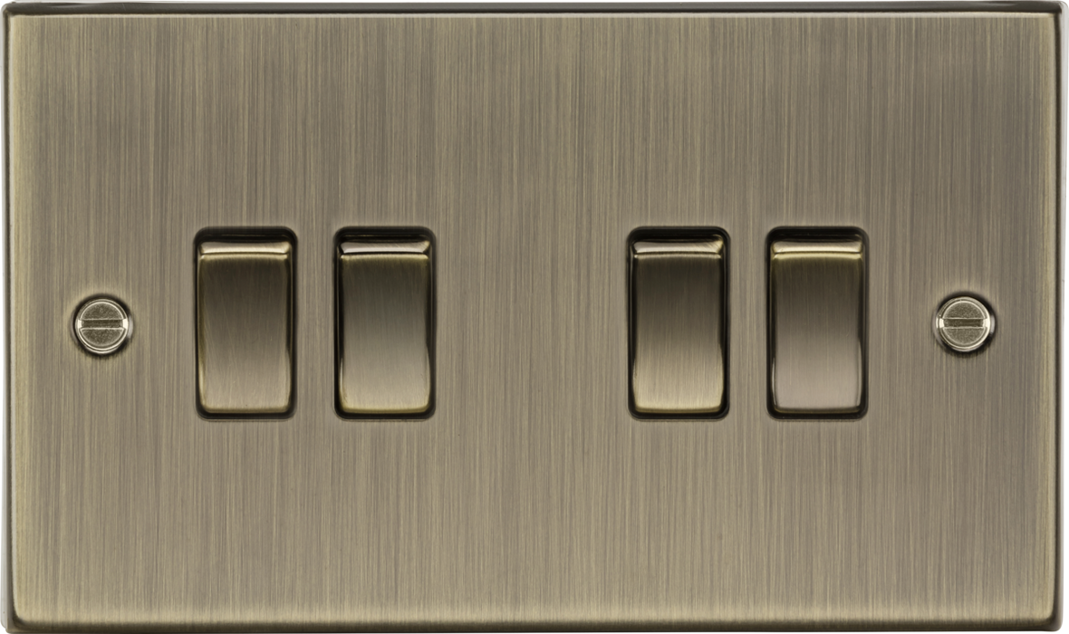 Knightsbridge CS41AB 10A 4G 2 Way Plate Switch - Square Edge Antique Brass light switch Knightsbridge - Sparks Warehouse