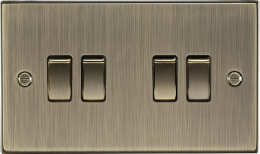 Knightsbridge CS41AB 10A 4G 2 Way Plate Switch - Square Edge Antique Brass light switch Knightsbridge - Sparks Warehouse