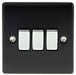 BG Nexus NMB43 Metal Matt Black & Chrome Light Switch Plate - Triple 3 Gang 2 Way - BG - Sparks Warehouse