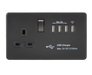 Knightsbridge SFR7USB4MBB Screwless 1G 13A Switched Socket With QUAD USB Charger 5V DC 5.1A - Matt Black With Black Rocker Knightsbridge Screwless Flat Plate Matt Black Knightsbridge - Sparks Warehouse