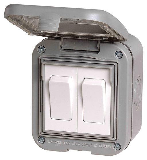 BG Nexus Storm WPB42 Weatherproof IP55 10A 2 Gang 2 Way Switch - BG - sparks-warehouse