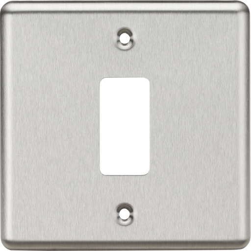 Knightsbridge GDCL1BC 1G Grid Faceplate - Rounded Edge Brushed Chrome Front Plate Knightsbridge - Sparks Warehouse