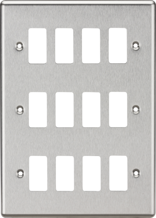 Knightsbridge GDCL12BC 12G Grid Faceplate - Rounded Edge Brushed Chrome ML Knightsbridge - Sparks Warehouse