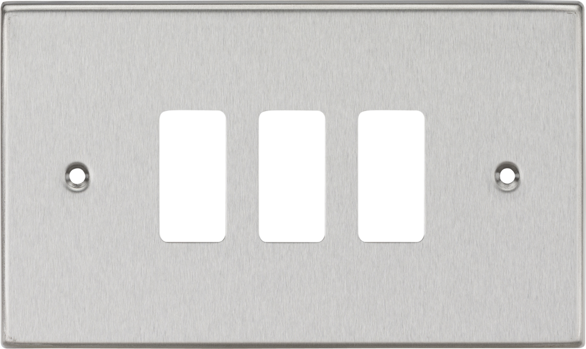 Knightsbridge GDCS3BC 3G Grid Faceplate - Square Edge Brushed Chrome ML Knightsbridge - Sparks Warehouse