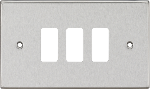 Knightsbridge GDCS3BC 3G Grid Faceplate - Square Edge Brushed Chrome ML Knightsbridge - Sparks Warehouse