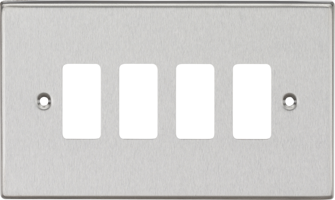 Knightsbridge GDCS4BC 4G Grid Faceplate - Square Edge Brushed Chrome ML Knightsbridge - Sparks Warehouse