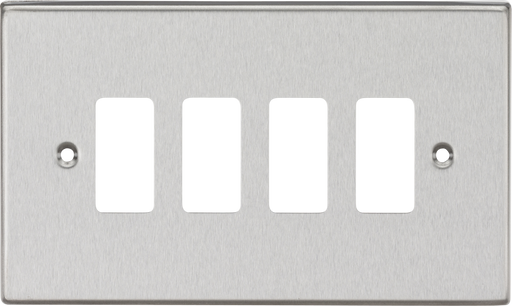 Knightsbridge GDCS4BC 4G Grid Faceplate - Square Edge Brushed Chrome ML Knightsbridge - Sparks Warehouse